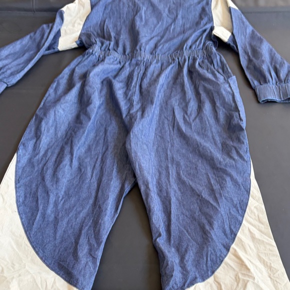Loragal Denim Colorblock Jumpsuit Balloon Leg Utility Romper No Size (M/L) - Picture 5 of 8